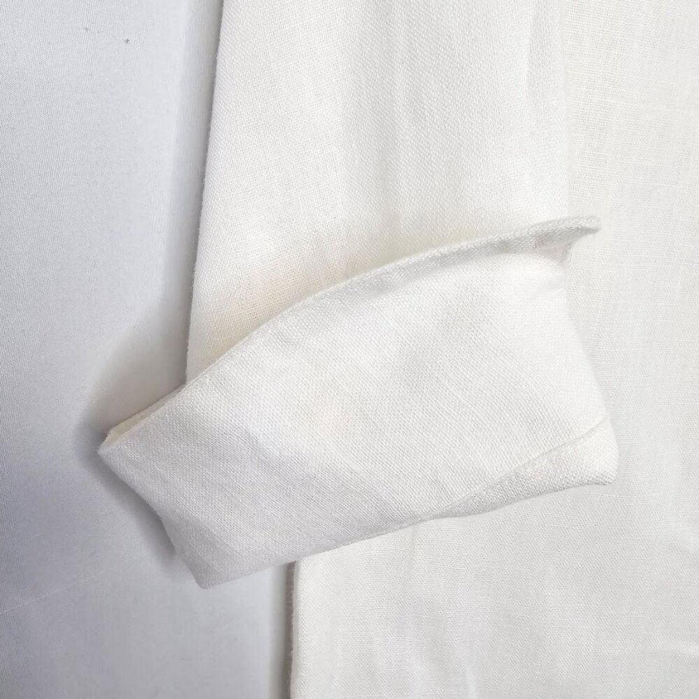 Vintage JILLIAN JONES 100% Linen Button Up Shirt Blouse Top OFF WHITE size S - Picture 5 of 8